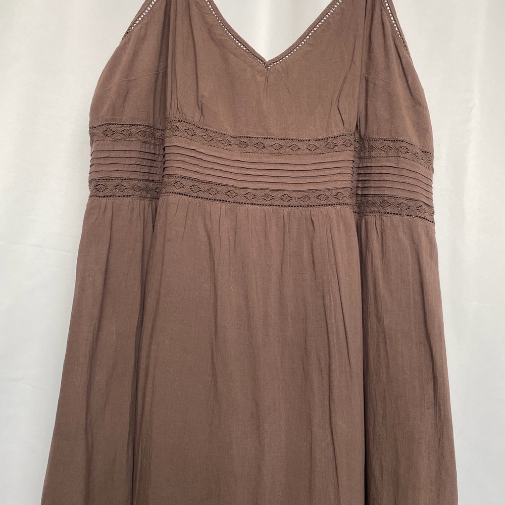 H&M Whimsigoth Boho Prairie Chocolate Brown Lace Cami Maxi Dress 90s Grunge 16 - Picture 4 of 14